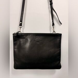 Churka Black Leather Shoulder Bag Clutch Vintage Handmade Italy Minimalist